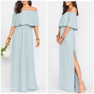 Show Me Your Mumu Hacienda Maxi Dress Silver Sage Crisp Size XS NWT